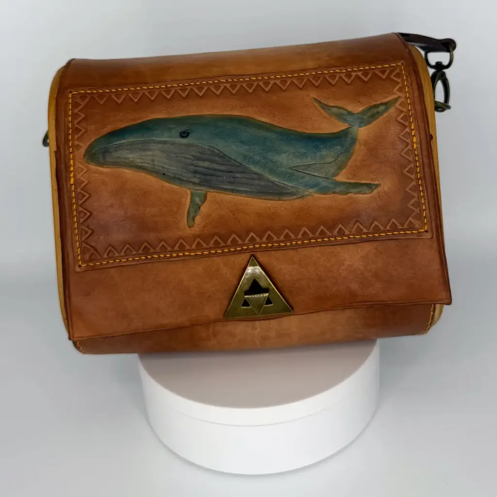 Sac baleine cuir et bois