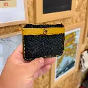 Porte-cartes enveloppe — modèle E, cuir tannage végétal teinté ombré Porte carte C - Jaune/Noire lézard (copie)